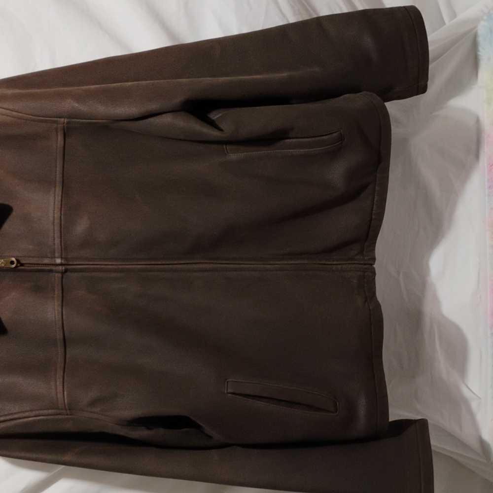 SALE! Columbia Men's Genuine Leather & Wool Blend Full Zip Up Coat Sz.L - Picture 3 of 16